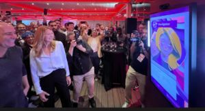 Steffi Graf and Andre Agassi using ESG's AI Journey Accelerator at an event in Barcelona